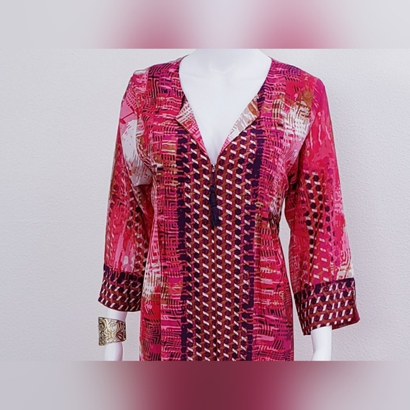 Oscar De La Renta Maxi Long Boho Tunic Sz M - Picture 7 of 8